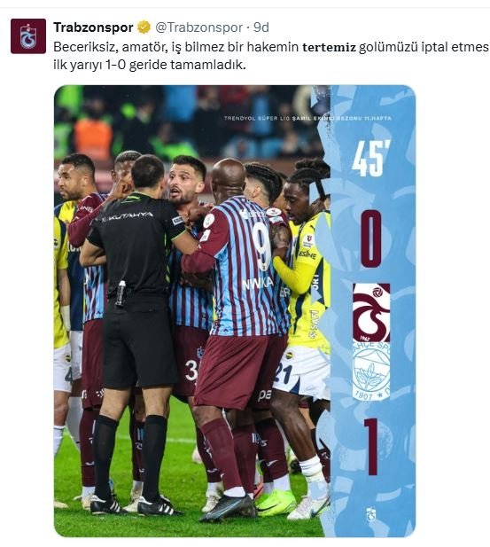 Trabzonspor'dan maç devam ederken flaş paylaşım!- Fenerbahçe