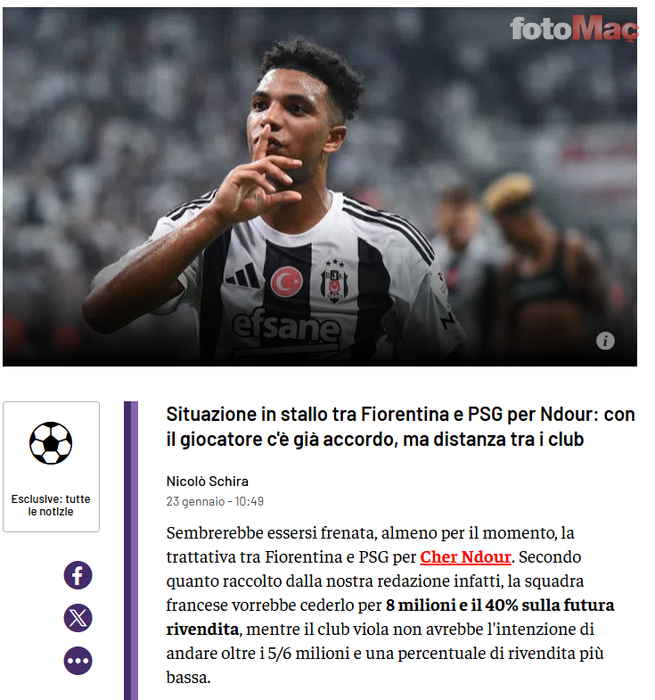 Beşiktaş’ın yıldızına Fiorentina kancası!- Beşiktaş