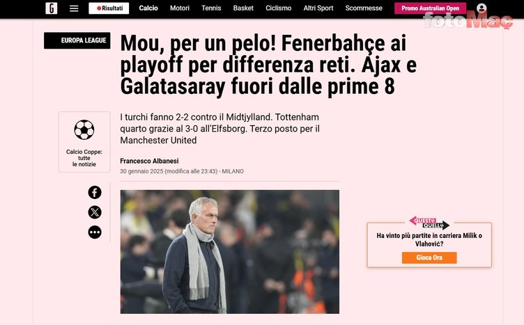 Dış basında Fenerbahçe yorumu: Mourinho kıl payı...- Fenerbahçe