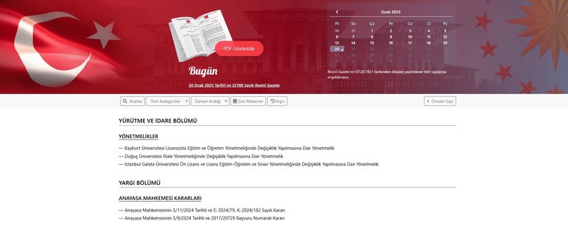 Resmi Gazete'de bugün 📰20 Ocak Pazartesi 2025 Resmi Gazete kararları- Diğer Haberler