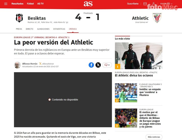 Solskjaer'li Beşiktaş'ın Athletic Bilbao zaferi dış basında ses getirdi!- Beşiktaş