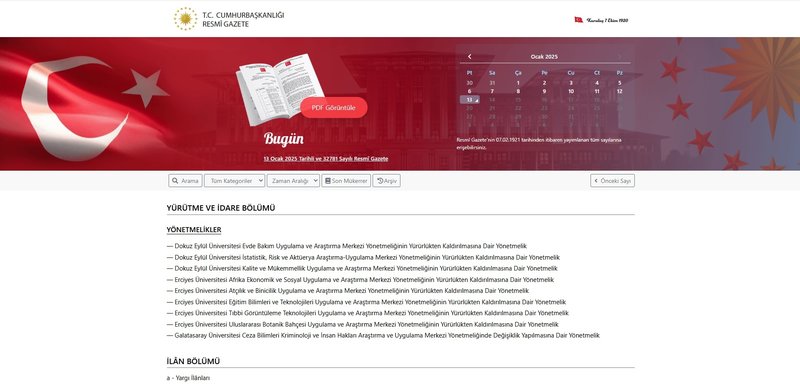Yeni yayınlanan Resmi Gazete kararları: 13 Ocak 2025 Resmi Gazete'de bugün!- Diğer Haberler