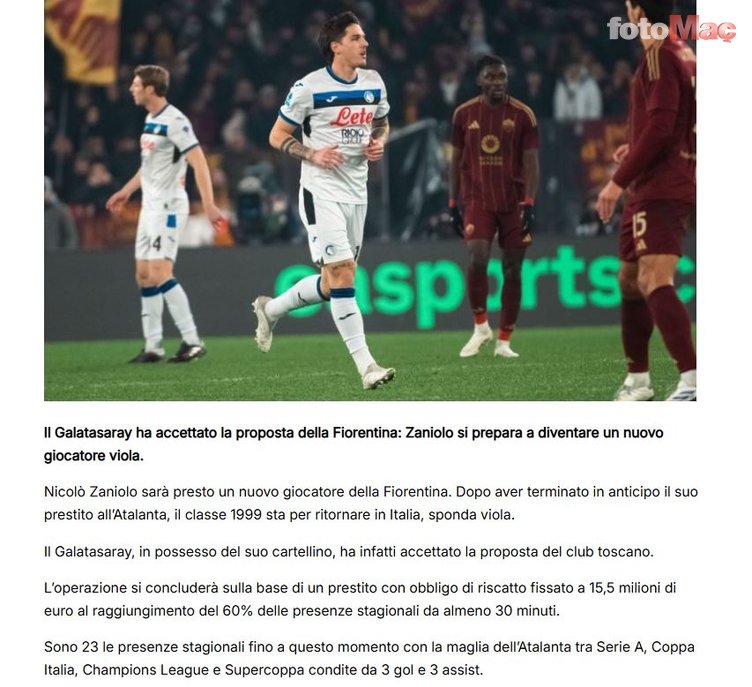 GALATASARAY TRANSFER HABERLERİ | Zaniolo'nun yeni adresi belli oldu!- Futbol