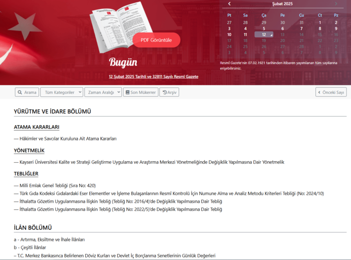 Resmi Gazete'de bugün! 12 Şubat 2025 Resmi Gazete kararları- Diğer Haberler
