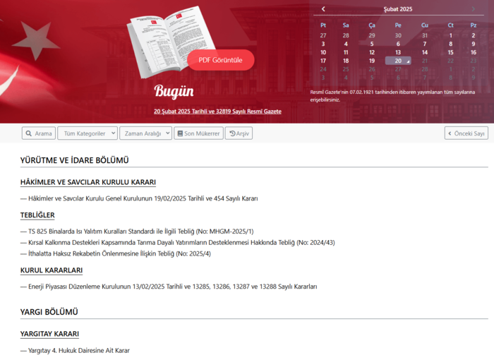 Resmi Gazete'de bugün! 20 Şubat 2025 Resmi Gazete kararları- Diğer Haberler