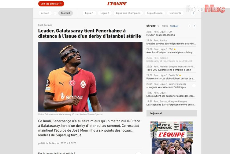 Yabancı basından Galatasaray-Fenerbahçe maçı için flaş manşet: Acı derbi- Fenerbahçe