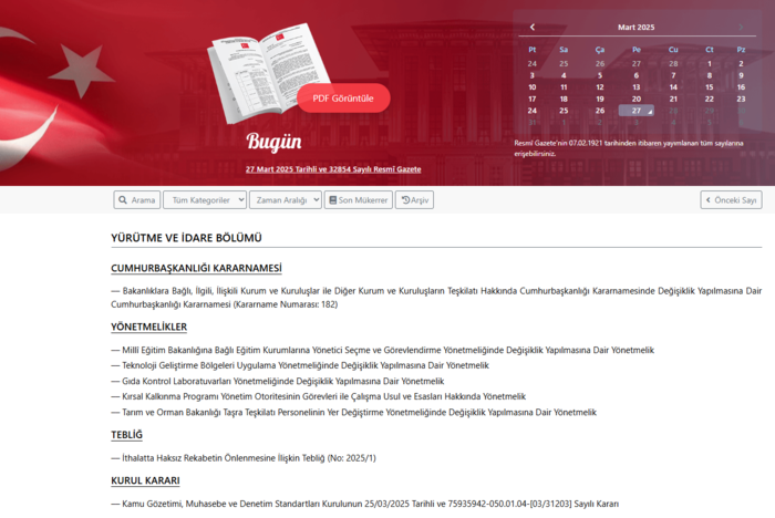 Resmi Gazete'de bugün! 27 Mart 2025 Resmi Gazete kararları- Diğer Haberler