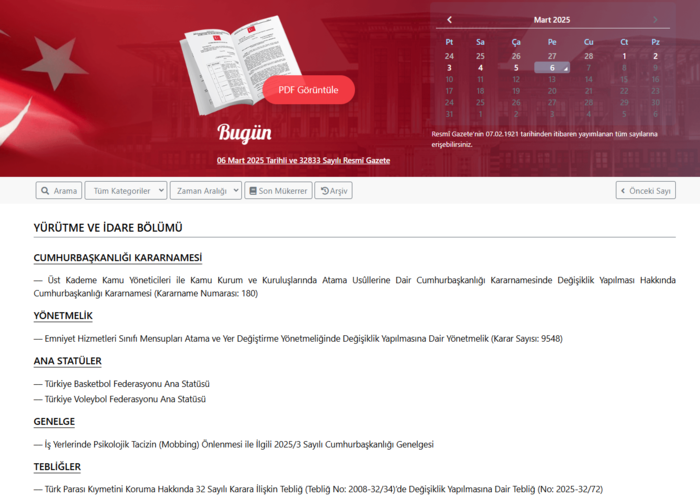 Resmi Gazete'de bugün! 6 Mart 2025 Resmi Gazete kararları- Diğer Haberler