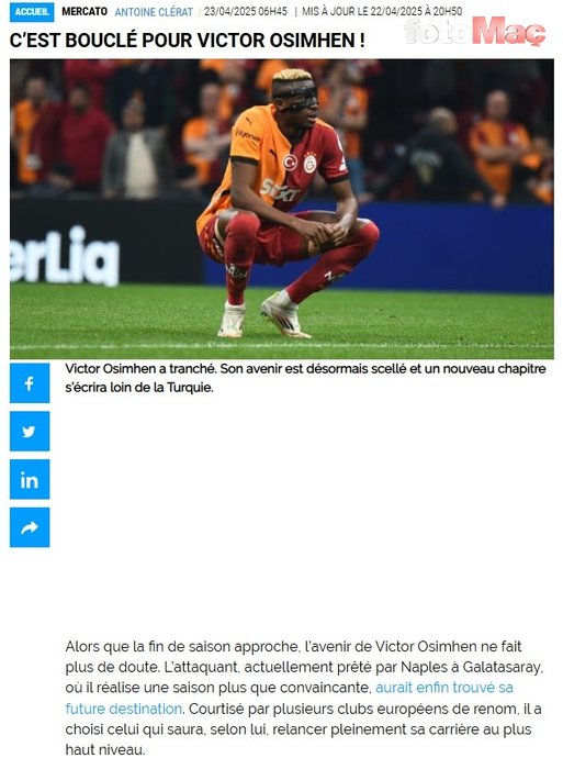 GALATASARAY TRANSFER HABERİ - Osimhen imzayı atıyor! İşte yeni takımı ve maaşı- Futbol