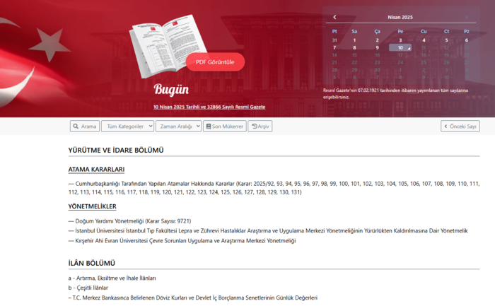 Resmi Gazete'de bugün! 10 Nisan 2025 Resmi Gazete kararları- Diğer Haberler