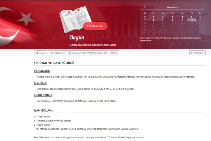 Resmi Gazete'de bugün! 12 Nisan 2025 Resmi Gazete kararları- Diğer Haberler