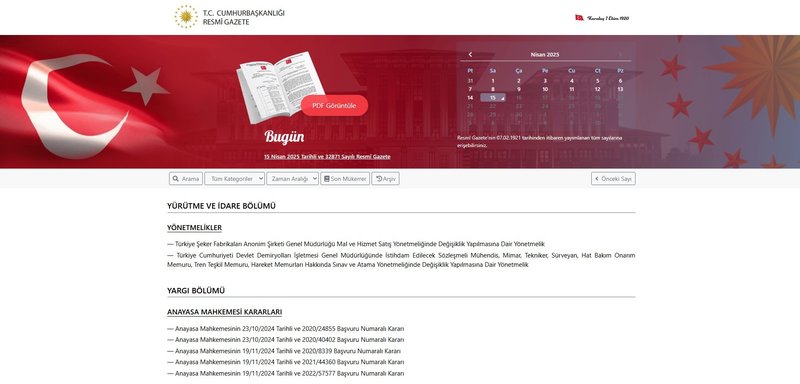 Resmi Gazete'de bugün! 15 Nisan 2025 Resmi Gazete kararları- Diğer Haberler
