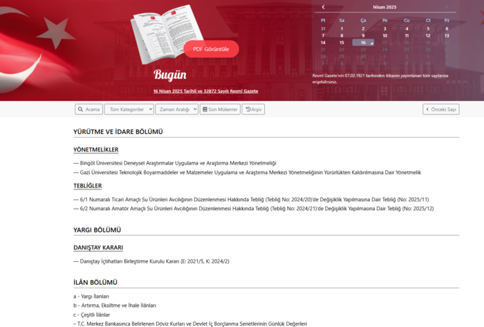Resmi Gazete'de bugün! 16 Nisan 2025 Resmi Gazete kararları- Diğer Haberler