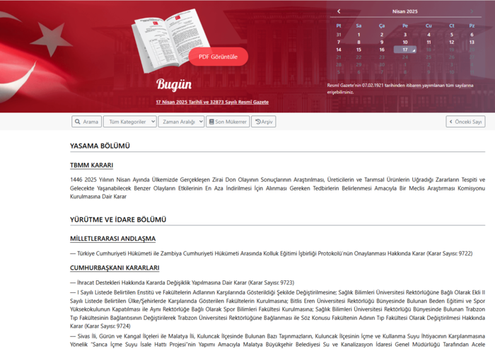 Resmi Gazete'de bugün! 17 Nisan 2025 Resmi Gazete kararları- Diğer Haberler