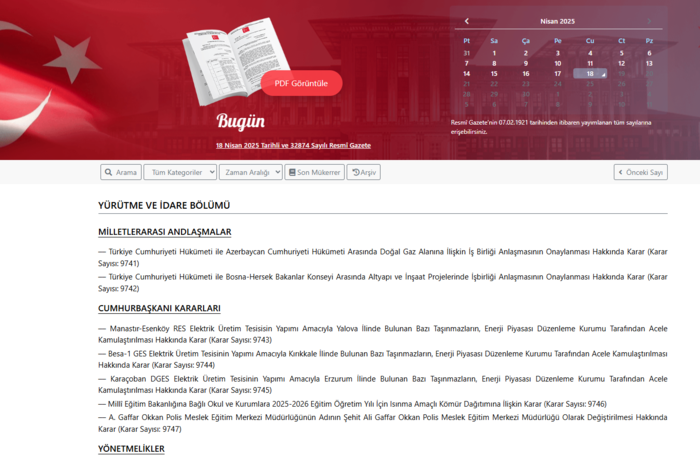 Resmi Gazete'de bugün! 18 Nisan 2025 Resmi Gazete kararları- Diğer Haberler