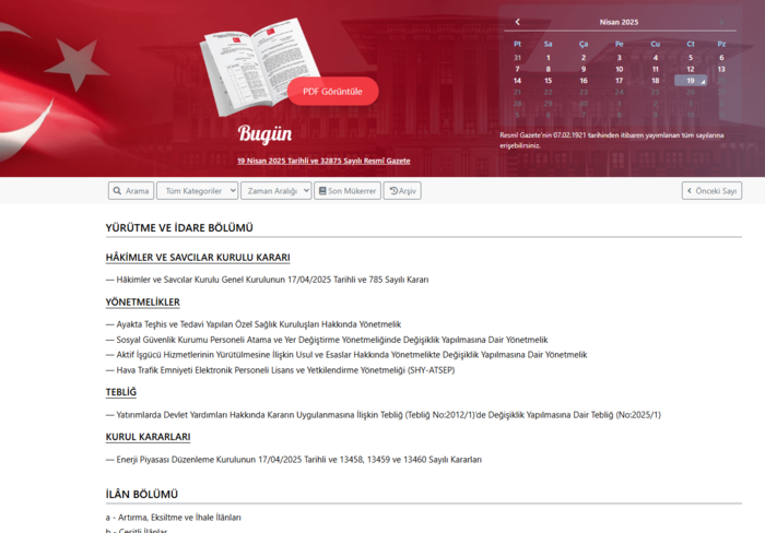 Resmi Gazete'de bugün! 19 Nisan 2025 Resmi Gazete kararları- Diğer Haberler