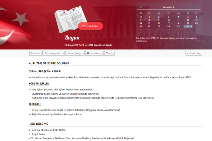Resmi Gazete'de bugün! 26 Nisan 2025 Resmi Gazete kararları- Diğer Haberler