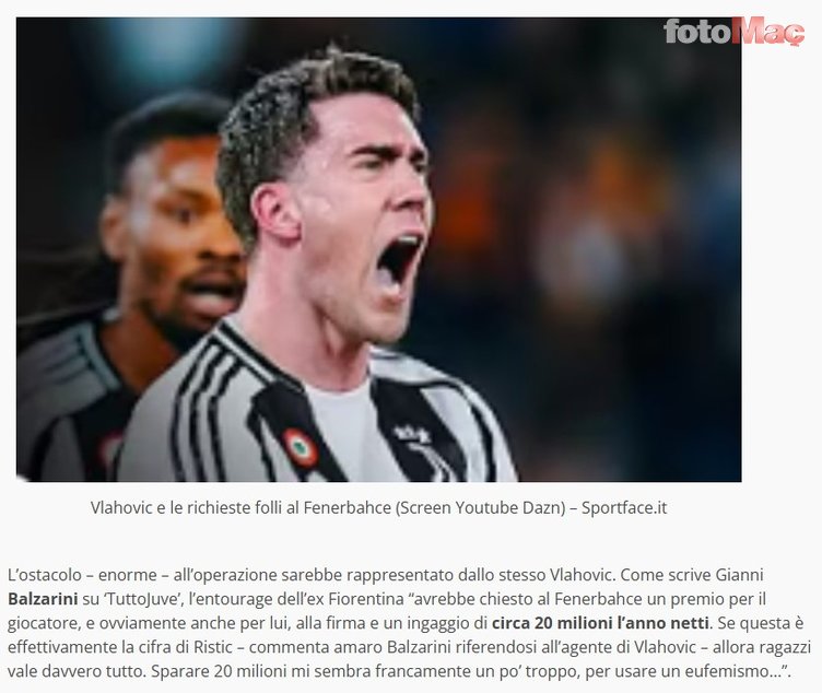 TRANSFER HABERİ - Böyle rakam görülmedi! Vlahovic'in Fenerbahçe'den isteyeceği ücret...- Fenerbahçe