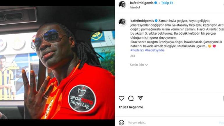 Bafetimbi Gomis'ten Galatasaray'a şampiyonluk mesajı! '5 parmağımızla selam vermenin zamanı'- Futbol