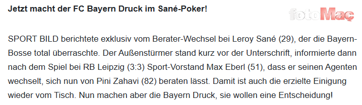 Bayern Münih’ten Leroy Sané’ye rest! Nereye transfer olacak?- Fenerbahçe