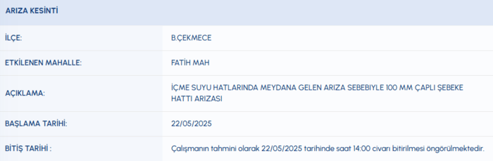 Büyükçekmece su kesintisi - İSKİ sular ne zaman gelecek? (22 Mayıs 2025)- Diğer Haberler