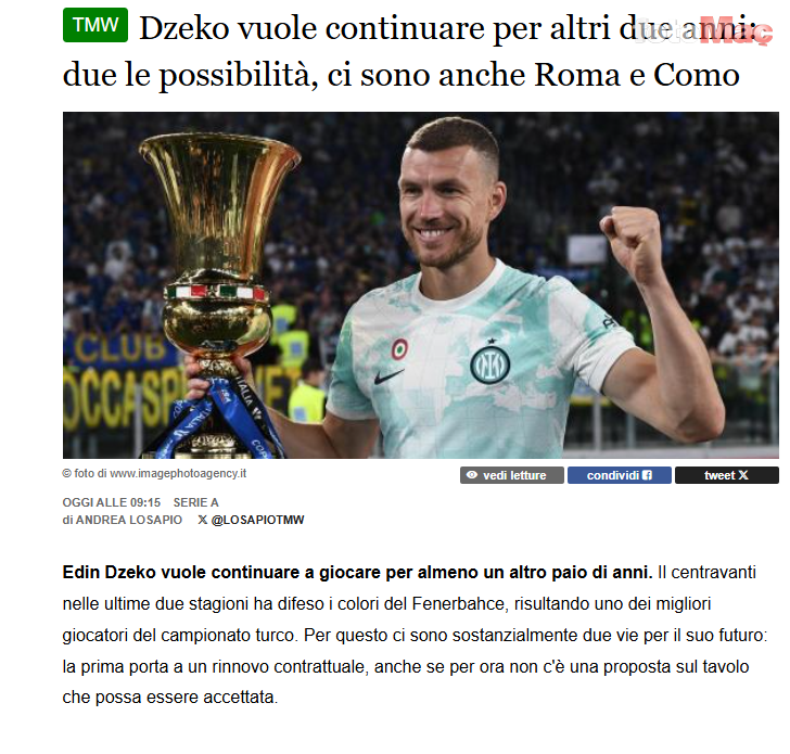 FENERBAHÇE TRANSFER HABERİ - Edin Dzeko’ya İtalya’dan iki talip! İşte o takımlar- Fenerbahçe