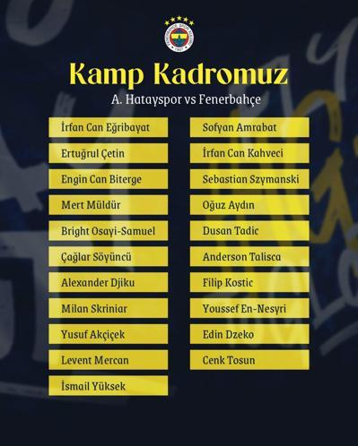 Fenerbahçe'de 6 eksik: Hatayspor maçı kamp kadrosu belli oldu!- Futbol