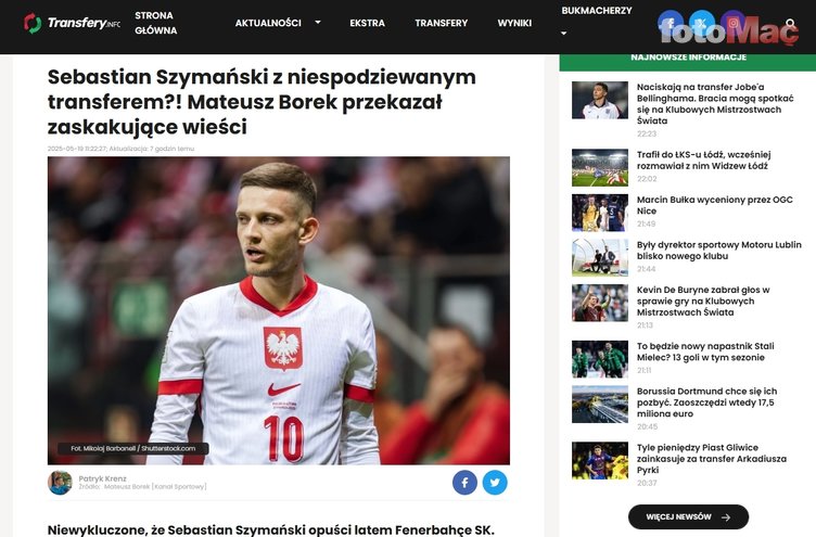 Fenerbahçe'nin Polonyalı yıldızı Szymanski için flaş transfer iddiası!- Fenerbahçe
