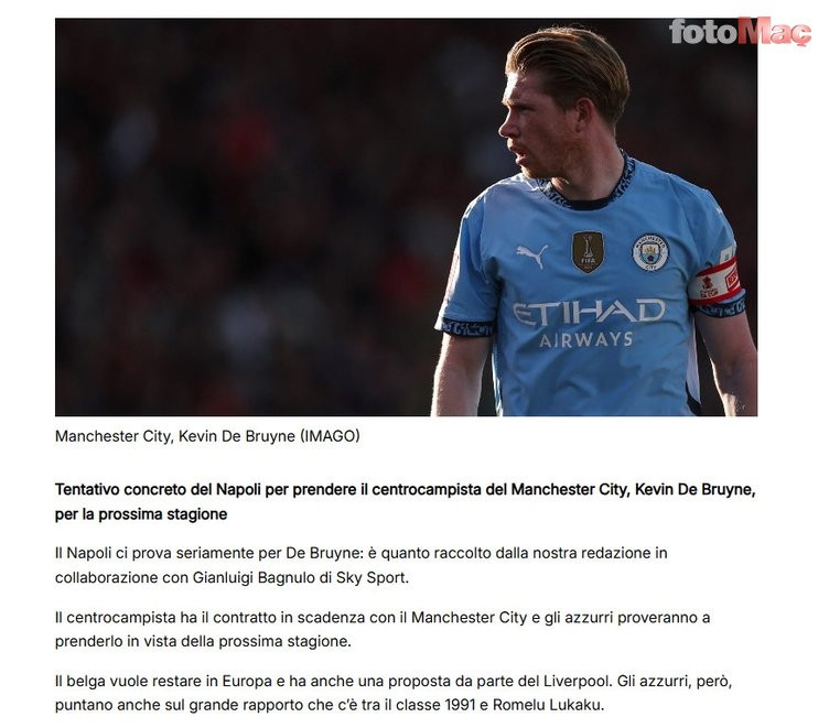 Galatasaray'a Kevin De Bruyne transferinde dev engel!- Futbol