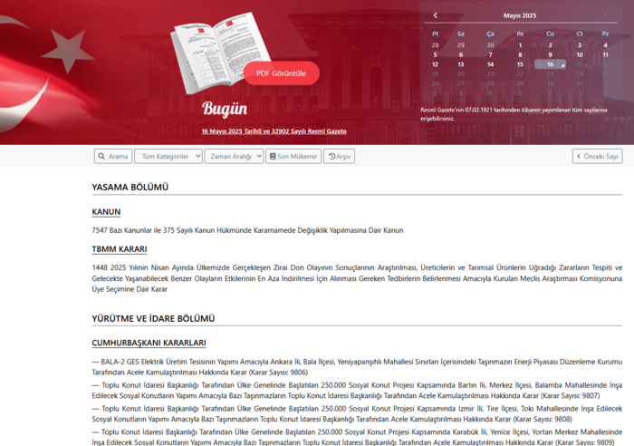 Resmi Gazete'de bugün! 16 Mayıs 2025 Resmi Gazete kararları- Diğer Haberler