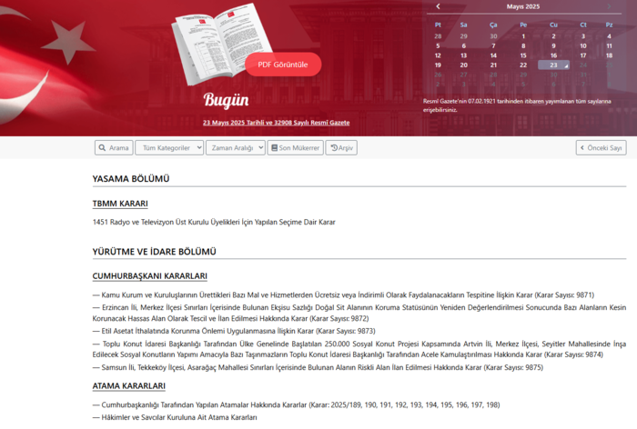 Resmi Gazete'de bugün! 23 Mayıs 2025 Resmi Gazete kararları- Diğer Haberler
