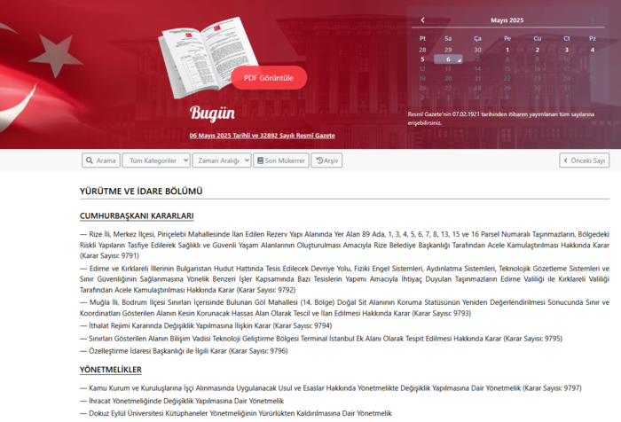 Resmi Gazete'de bugün! 6 Mayıs 2025 Resmi Gazete kararları- Diğer Haberler