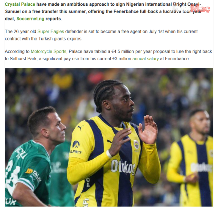 TRANSFER HABERİ - Fenerbahçe'de Osayi-Samuel belirsizliği! Premier Lig'den cazip teklif- Fenerbahçe