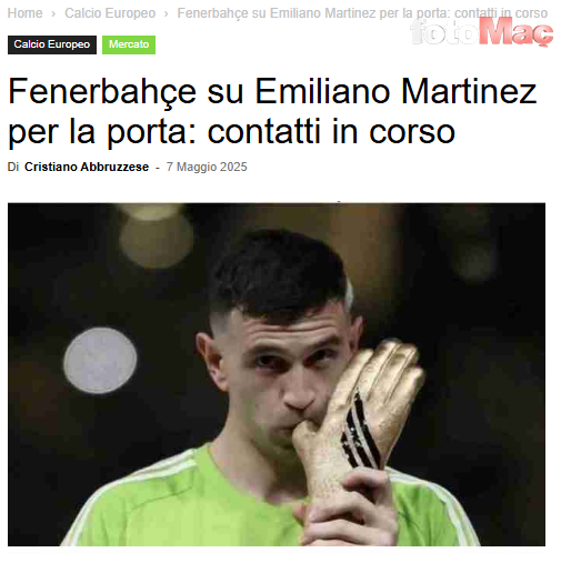 TRANSFER HABERİ | Fenerbahçe'ye dünya şampiyonu kaleci: Emiliano Martinez!- Fenerbahçe