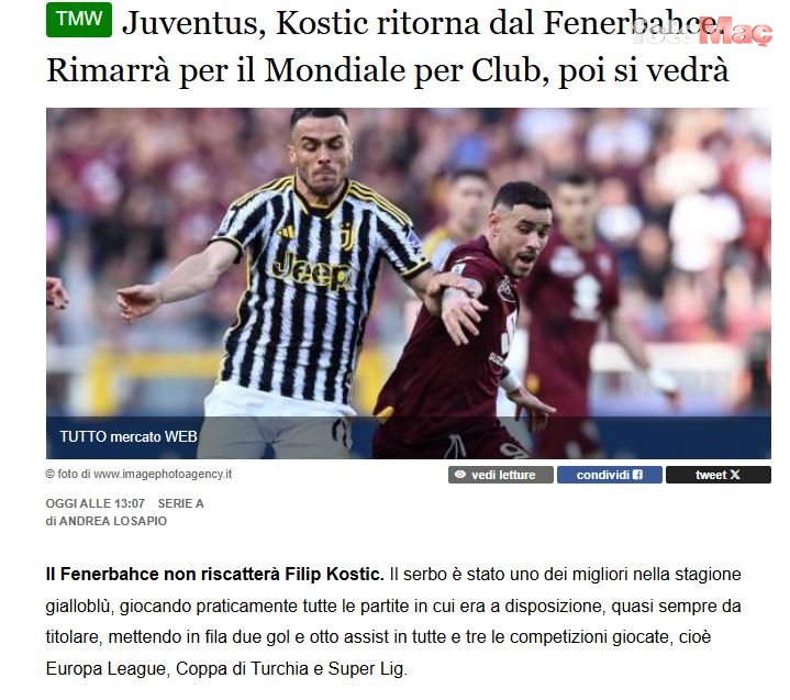 TRANSFER HABERLERİ | Fenerbahçe'de Filip Kostic için flaş karar! Bonservisi...- Fenerbahçe