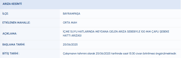 Bayrampaşa su kesintisi - İSKİ sular ne zaman gelecek? (25 Haziran 2025)- Diğer Haberler