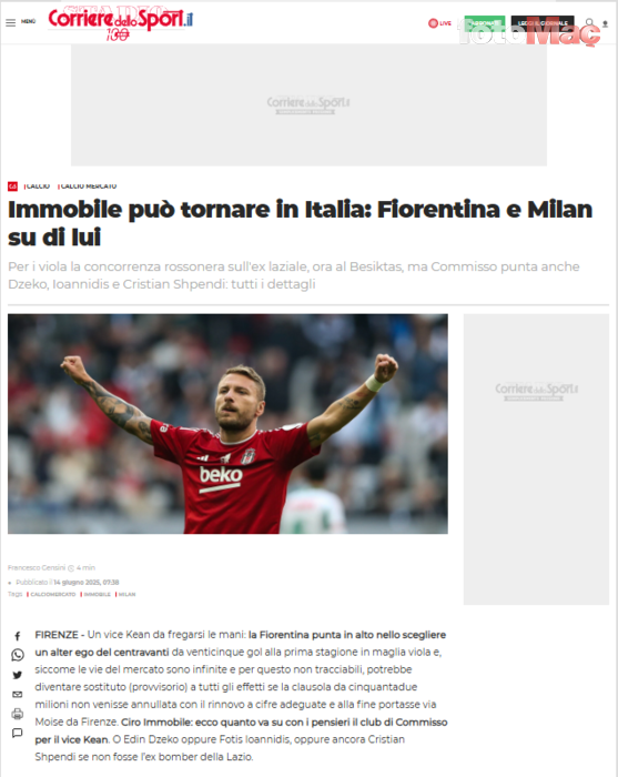 BEŞİKTAŞ TRANSFER HABERİ - Ciro Immobile ülkesine geri mi dönüyor? 2 talibi birden çıktı- Beşiktaş