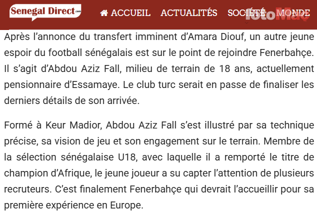Fenerbahçe'ye bir scout transferi daha: Abdou Aziz Fall!- Fenerbahçe