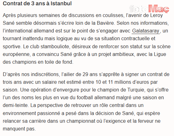 Galatasaray Sane transferinde sona yaklaştı! İşte maaşı ve sözleşme süresi- Futbol