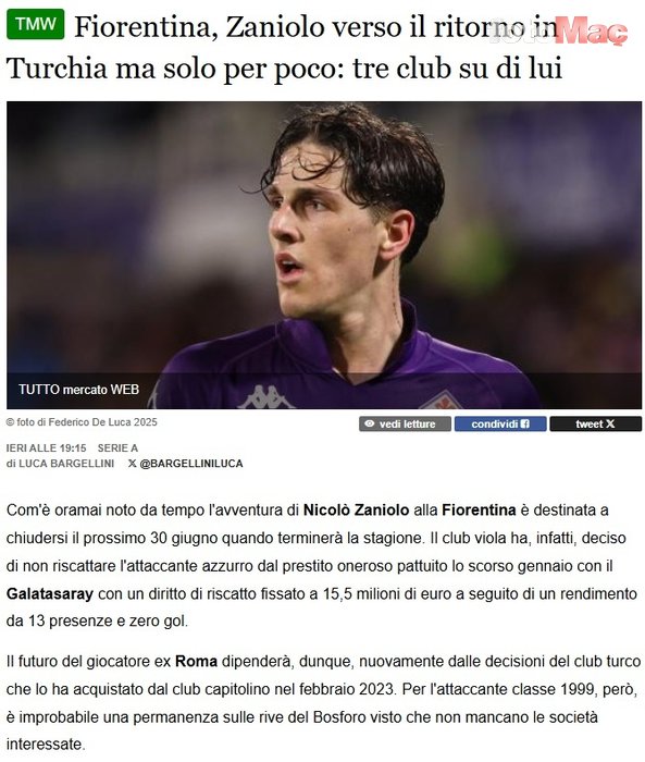 GALATASARAY TRANSER HABERİ | Zaniolo'ya 3 talip birden! İtalyan basınından flaş iddia- Futbol