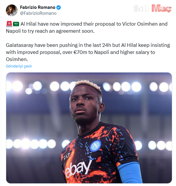 GALATASARAY TRANSFER HABERLERİ - Al-Hilal'den flaş Osimhen hamlesi! Yeni teklifleri...- Futbol