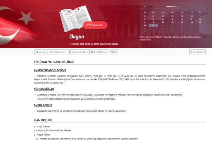 Resmi Gazete'de bugün! 17 Haziran 2025 Resmi Gazete kararları- Diğer Haberler