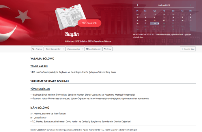 Resmi Gazete'de bugün! 18 Haziran 2025 Resmi Gazete kararları- Diğer Haberler