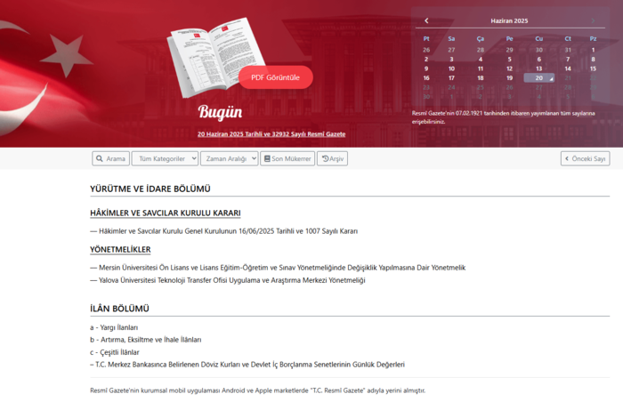 Resmi Gazete'de bugün! 20 Haziran 2025 Resmi Gazete kararları- Diğer Haberler