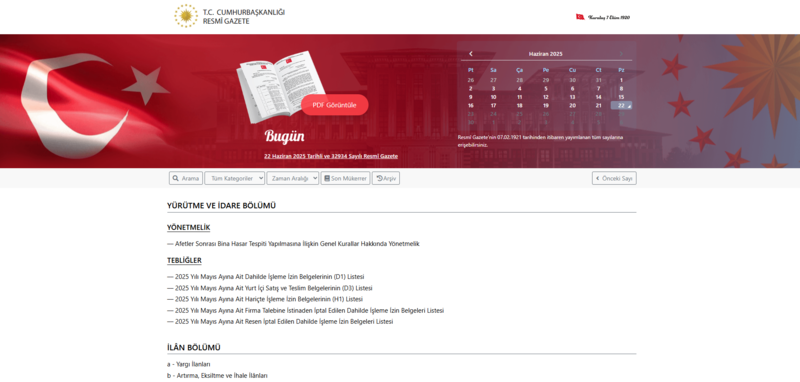 Resmi Gazete'de bugün! 22 Haziran 2025 Resmi Gazete kararları- Diğer Haberler