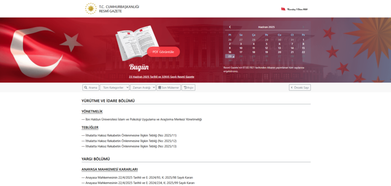 Resmi Gazete'de bugün! 23 Haziran 2025 Resmi Gazete kararları- Diğer Haberler