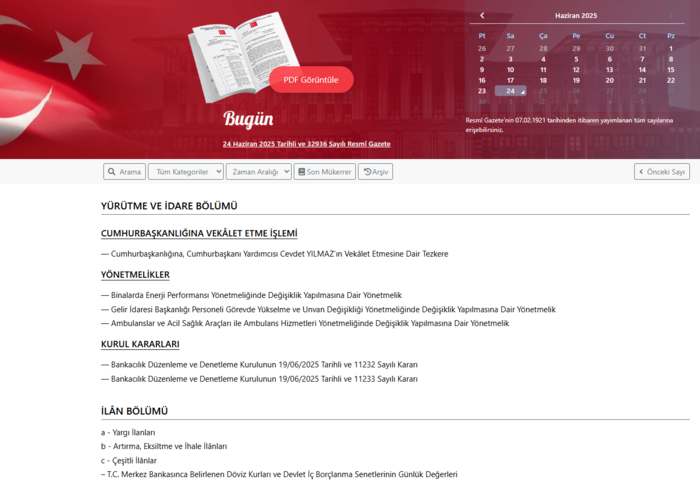 Resmi Gazete'de bugün! 24 Haziran 2025 Resmi Gazete kararları- Diğer Haberler