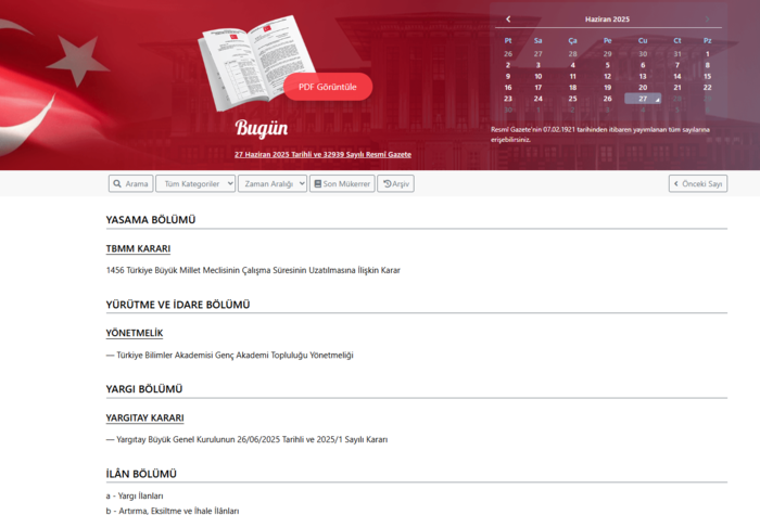 Resmi Gazete'de bugün! 27 Haziran 2025 Resmi Gazete kararları- Diğer Haberler