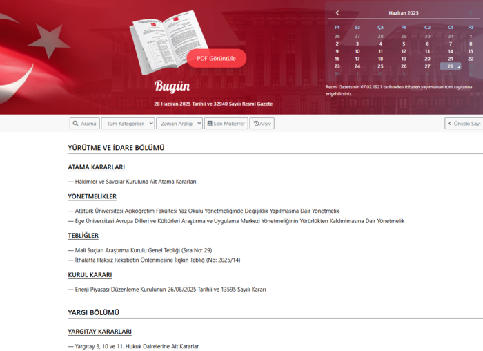 Resmi Gazete'de bugün! 28 Haziran 2025 Resmi Gazete kararları- Diğer Haberler