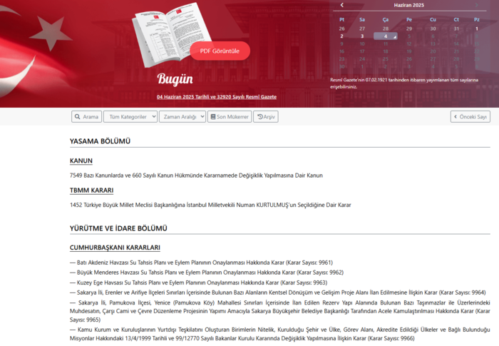 Resmi Gazete'de bugün! 4 Haziran 2025 Resmi Gazete kararları- Diğer Haberler